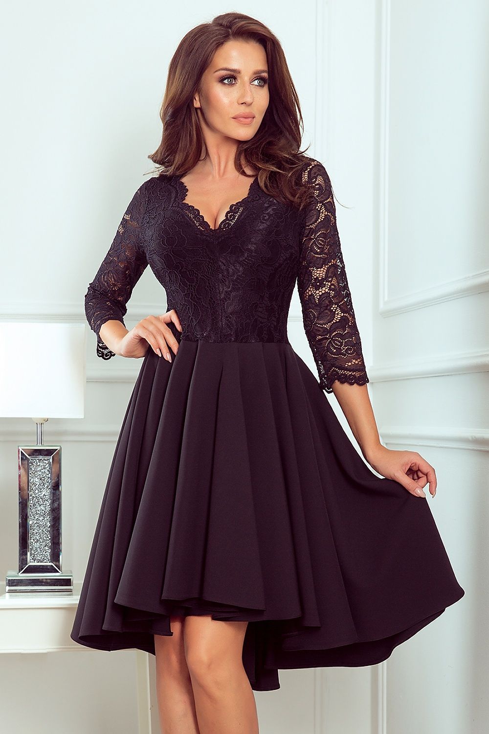 Betere black mullet dress with scalloped lace , cocktail dresses online ZJ-77