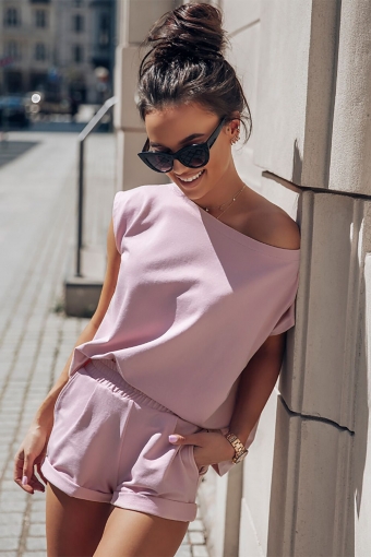 2-delige zomer sweat set pink