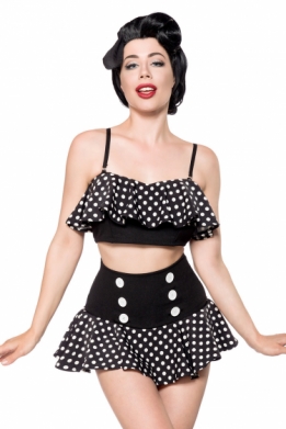 Retro stijl 2-delige set crop-top met rok zwart-wit