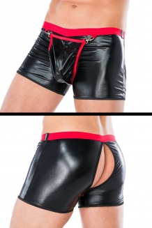 Wetlook heren boxer short zwart-rood