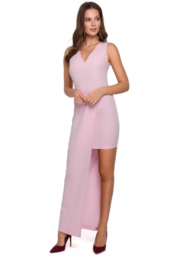 Avondjurk met asymmetrische rok pink