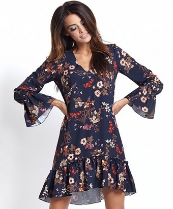 Bohemian jurk met gekleurde bloemenprint