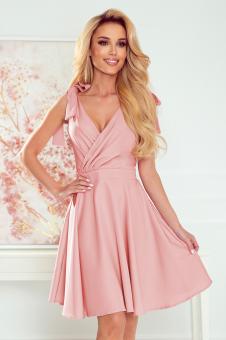 Cocktail skater dress with cleavage dirty pink