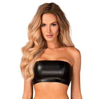 Kinky lederlook bandeau top zwart