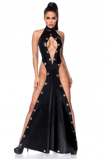 Lang extravagante wetlook jurk met ketting