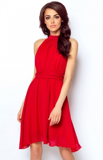 Mouwloze jurk in chiffon red