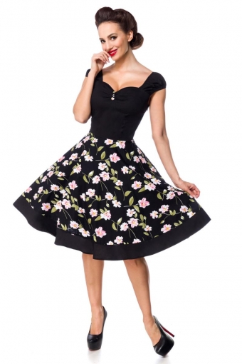 Retro jurk met floral swing rok