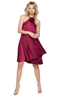 Asymmetrisch uitlopende cocktailjurk hibiscus