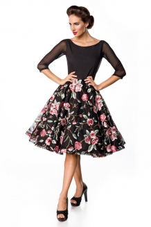 Vintage premium geborduurde swing jurk