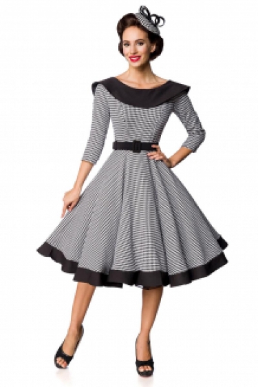 50\'s gingham 3/4 mouwen swing jurk Angie
