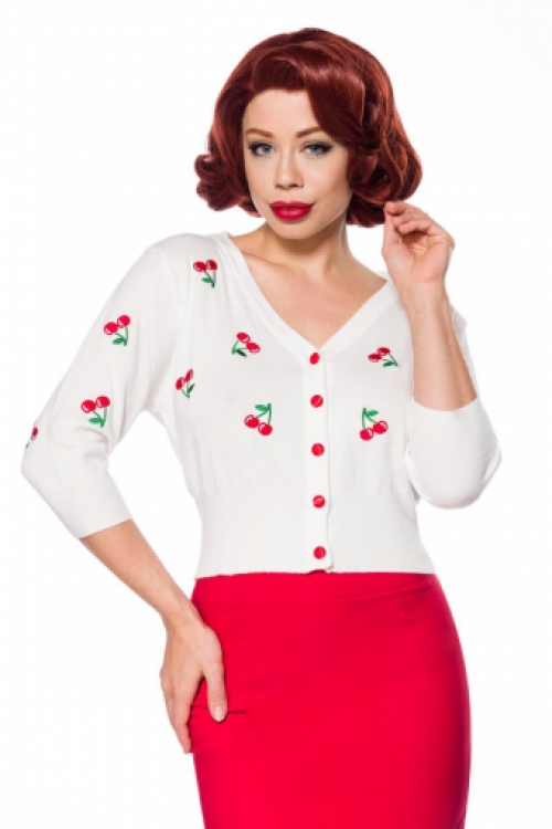 50s  klassiek cherry vestje wit