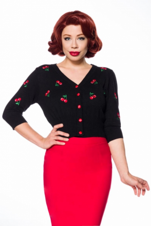 50s  klassiek cherry vestje zwart