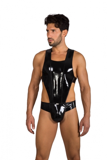 Heren zwarte lak body met cutouts van Eros Veneziani