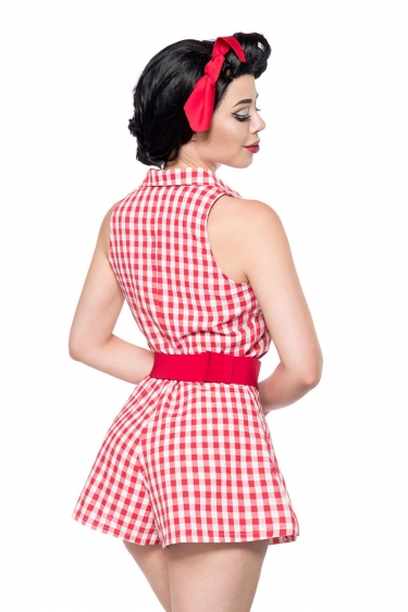 Retro jumpsuit rood-wit