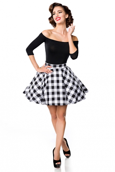 Retro skater swing rok zwart-wit