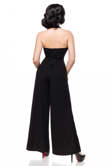 Vintage overall met diepe décolleté zwart