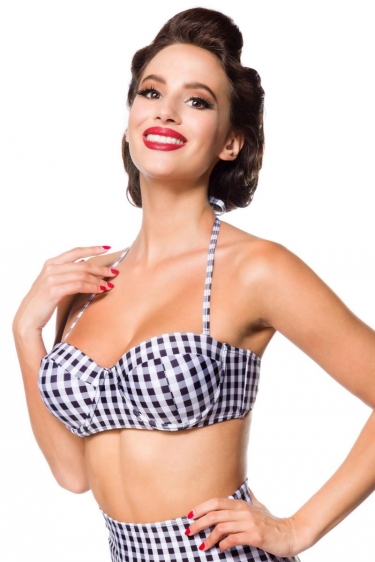 Vintage retro bikini top met gingham pattern