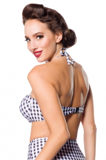 Vintage retro bikini top met gingham pattern