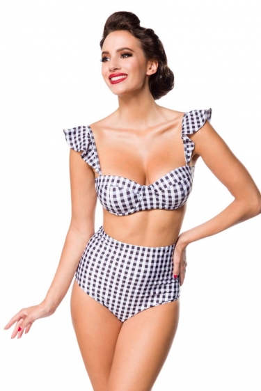 Vintage retro bikini top met gingham pattern