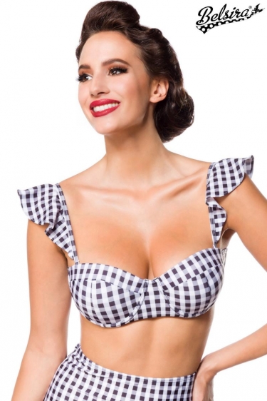 Vintage retro bikini top met gingham pattern