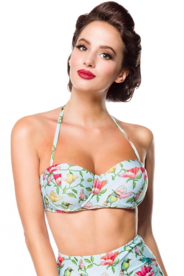 Vintage retro bikini top with bloemen pattern