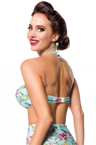 Vintage retro bikini top with bloemen pattern