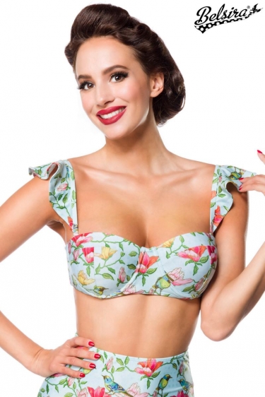 Vintage retro bikini top with bloemen pattern