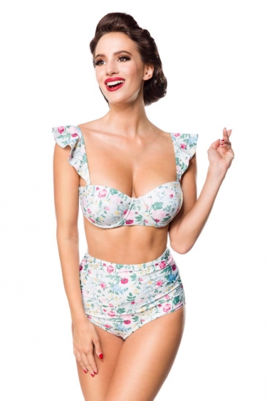 Vintage retro bikini top with rose bloemen pattern