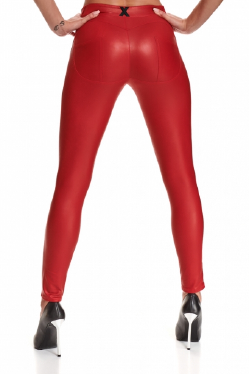 Aansluitende Wetlook Jeggings Rood