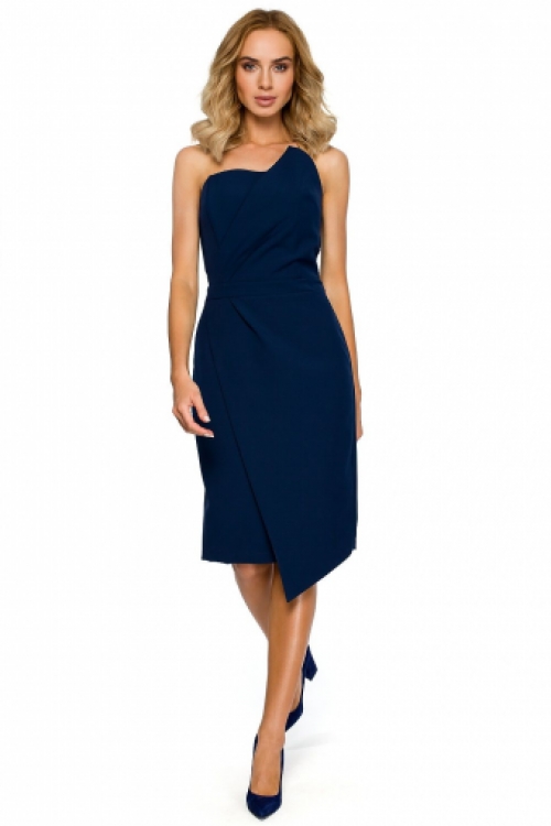 Bandeau asymmetrische bodycon jurk navy