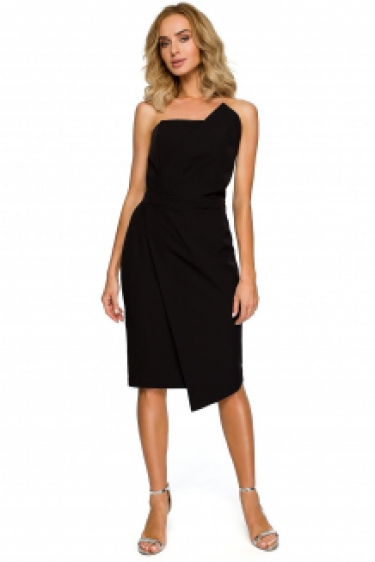 Bandeau asymmetrische bodycon jurk zwart