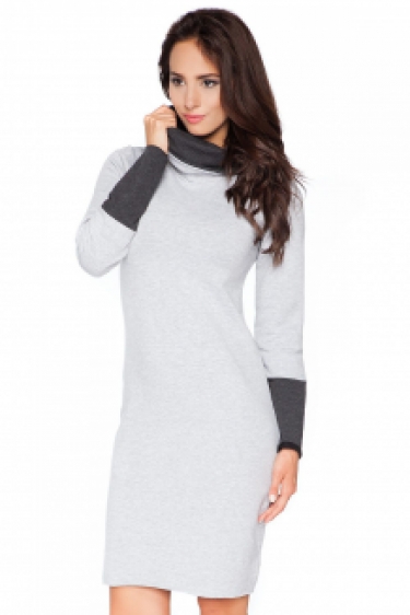 Coltrui jurk met contrasterende kleur grijs