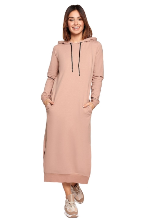 Knitted long sweat dress mocca