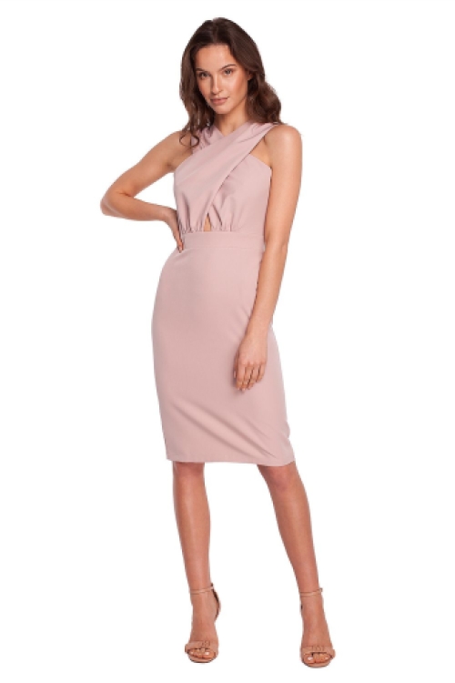 Gekruiste halslijn bodycon cocktailjurk pink