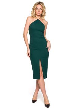 Getailleerde jurk met ketting groen