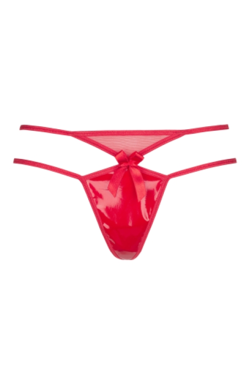 Grote maten string in wetlook red