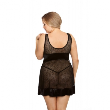 Grote maten transparante babydoll jurk