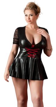 Grote maten wetlook mini jurk