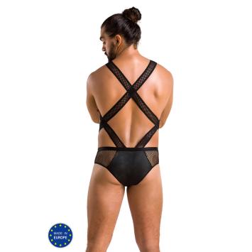 Heren visnet en lederlook bodysuit