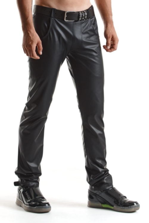 Heren wetlook broek cinema noir