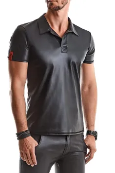 Heren wetlook poloshirt