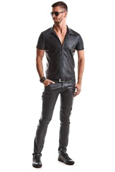 Heren wetlook vestshirt met rits