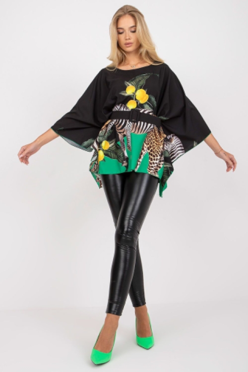 Jungle vleermuismouwen blouse black