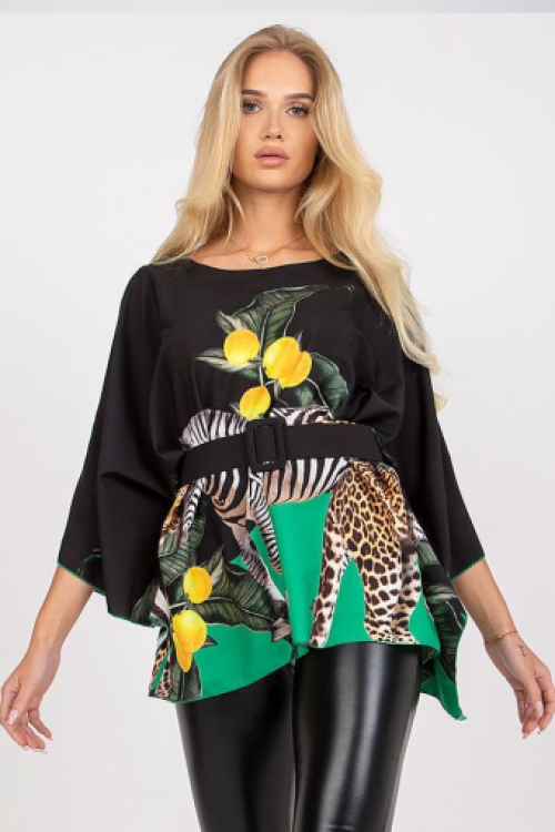 Jungle vleermuismouwen blouse black