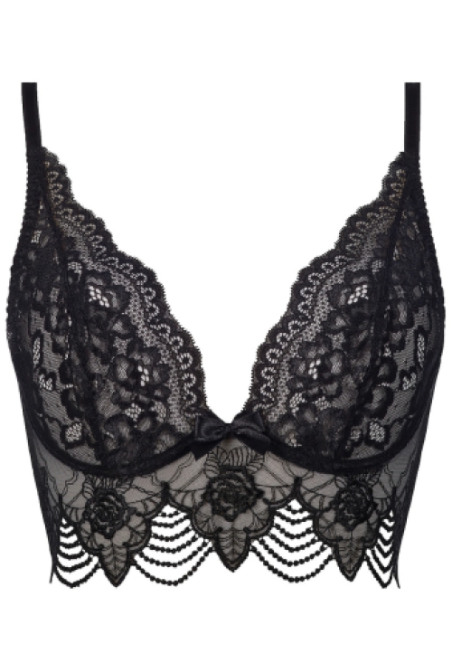 Kanten beugelcups bustier bh zwart