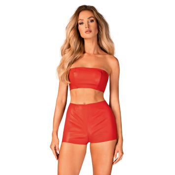 Kinky lederlook bandeau top rood