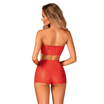 Kinky lederlook bandeau top rood