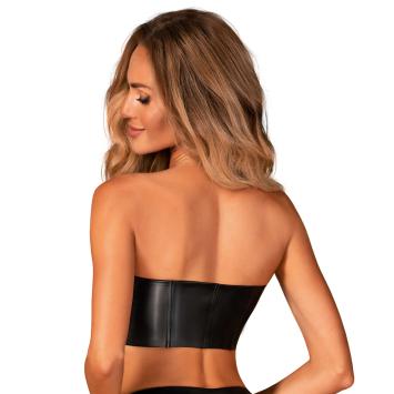 Kinky lederlook bandeau top zwart