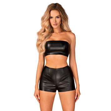 Kinky lederlook bandeau top zwart