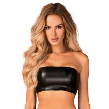 Kinky lederlook bandeau top zwart